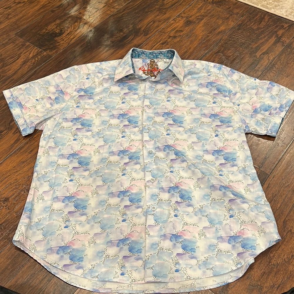 Robert Graham 100% Cotton Short Sleeve Casual Shirt Size XL RN#81913. Unique